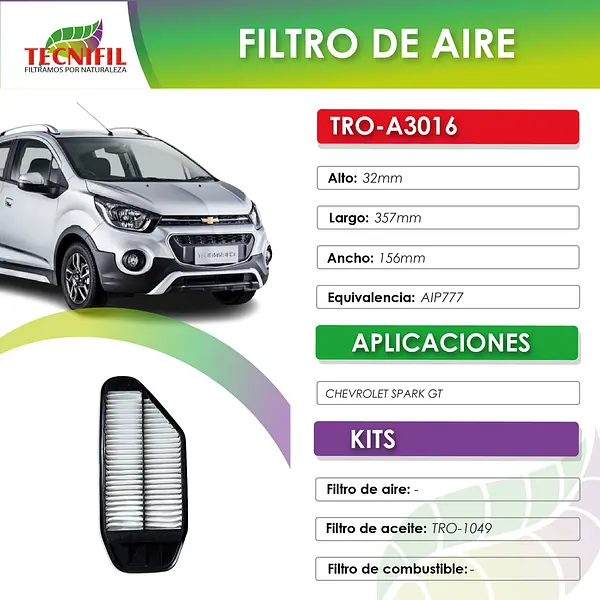 Filtro Tro-A3016(Chevrolet Aprk Gt/Beat)